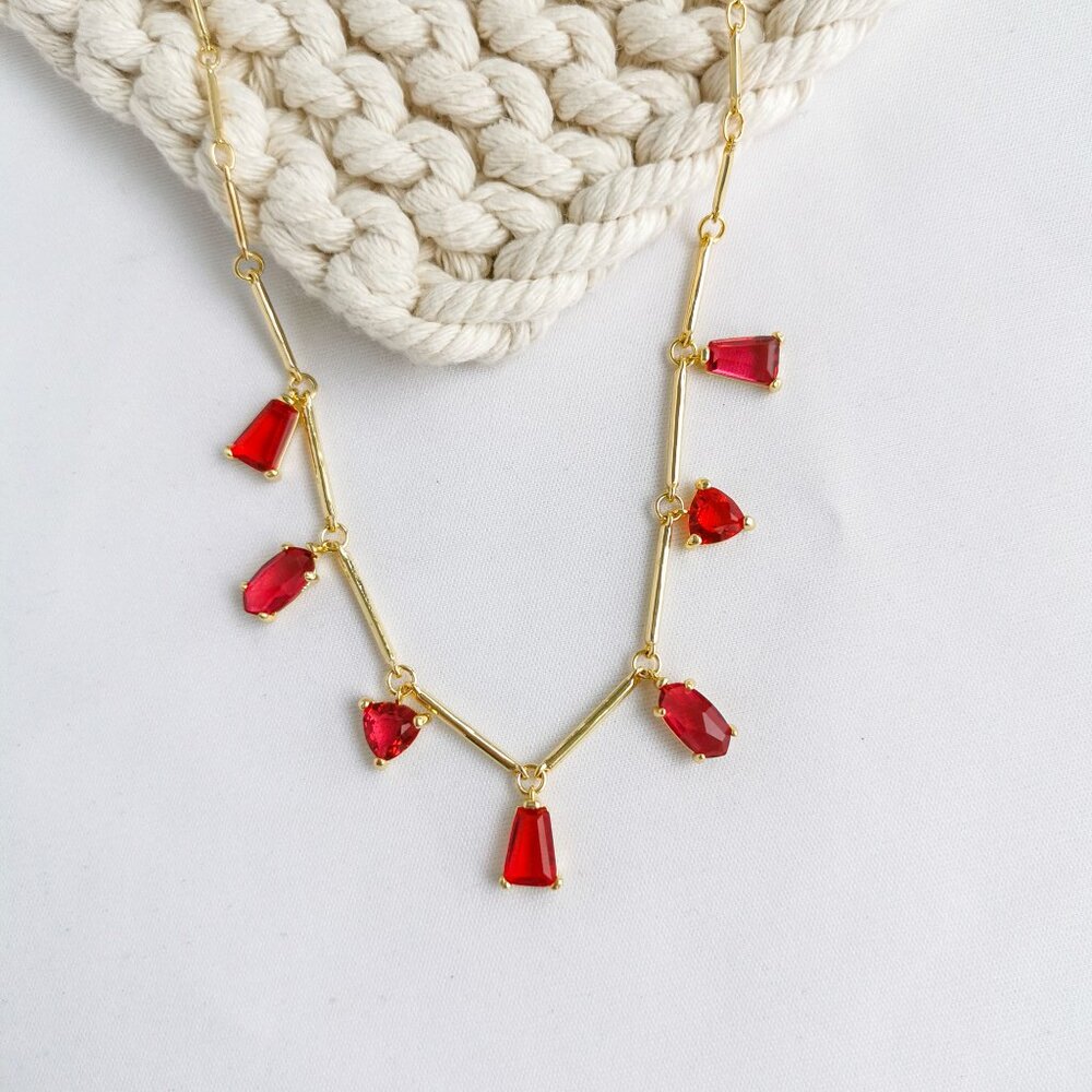 Authentic Kendra Scott Blair - Gold Ruby Mix Jewel Strand Necklace